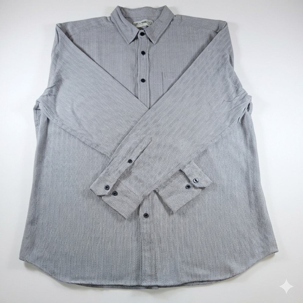 Line of Trade Frank Herringbone Shirt Mens 2XL Gray Long Sleeve Cotton Button Up